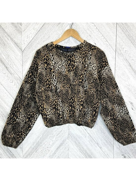 Zara Tops - Zara Animal Print Long Sleeve Top Womens Size Large Elastic Waist Pullover Shirt